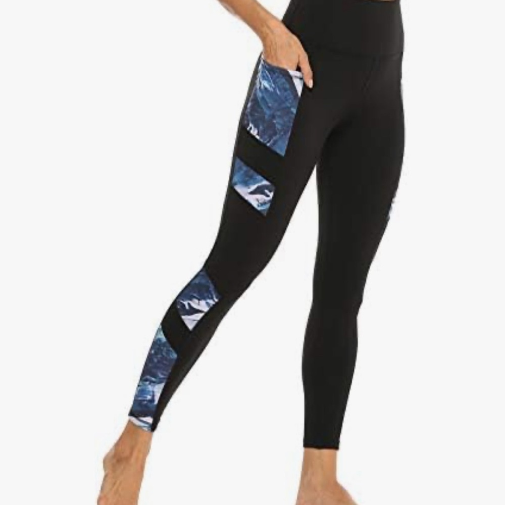 Womens High Waist Print Yoga Pants Plus Size with Waistband Pocket-XS  <<167>> - Picture 2 of 9